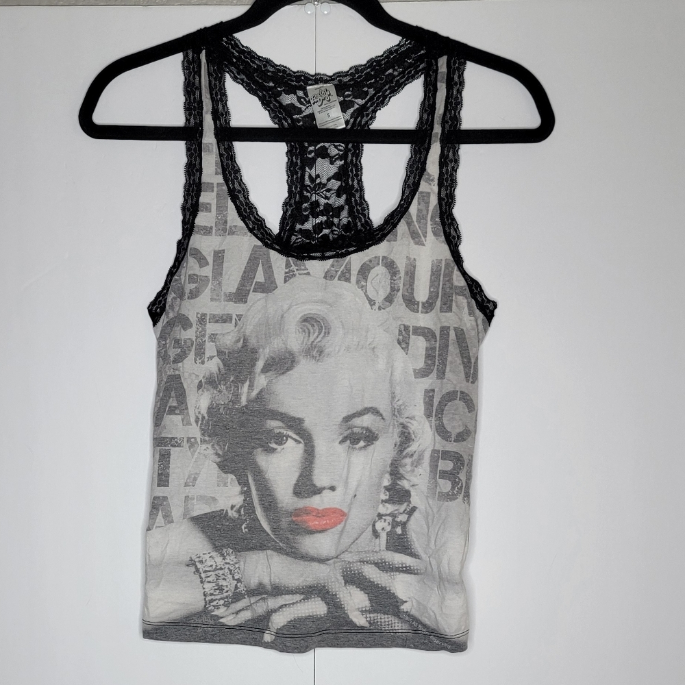 Radio Days Marilyn Monroe Graphic Lace Racerback Tank Top Y2K Size S